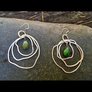 Handmade Silver and Turquoise Peacock Hoop Earring